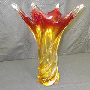 Amberina Twisted Glass Vase